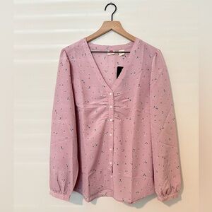 [Levis] NWT Pink Floral Blouse with Rouched Bust Detailing Size XXL